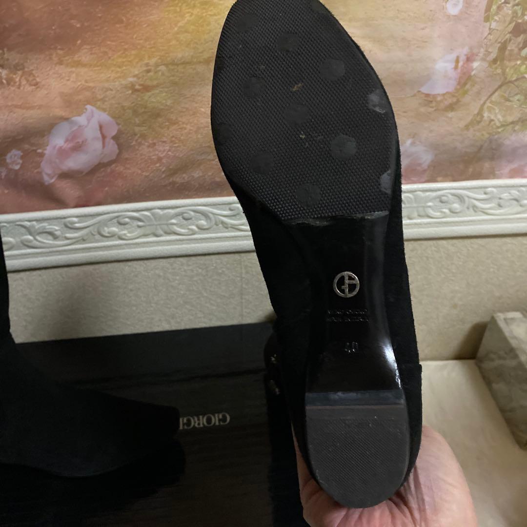 giorgio armani 黒 ヌバックロングブーツ ジッパー付き
