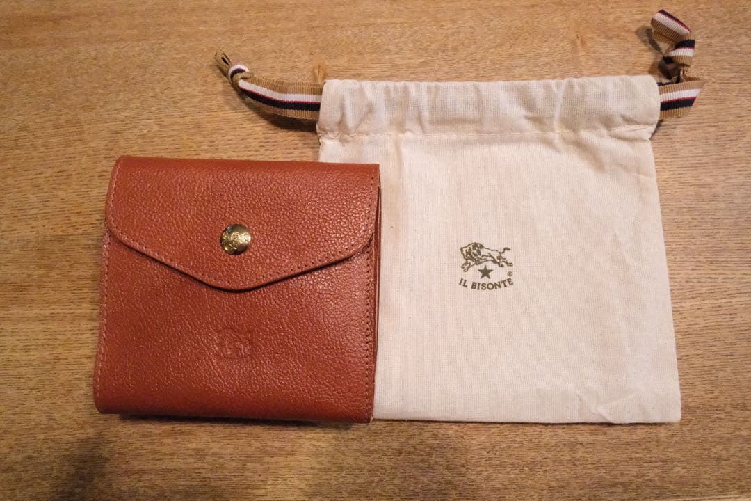 新品 IL BISONTE 財布 あか茶 保存袋 ホットケーキメーカー付き