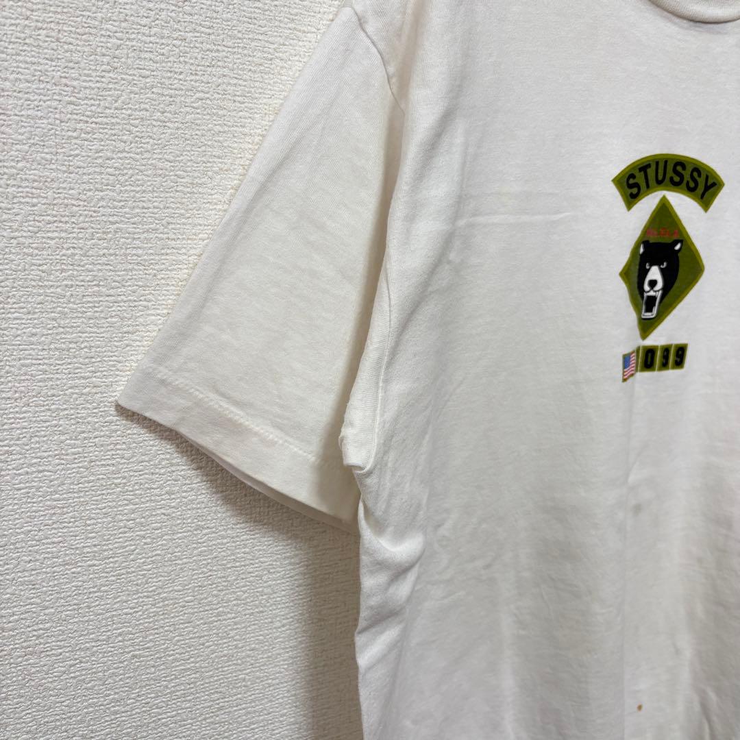 STUSSY ステューシー ホワイト Tシャツ 熊 ベア USA製 L オールド