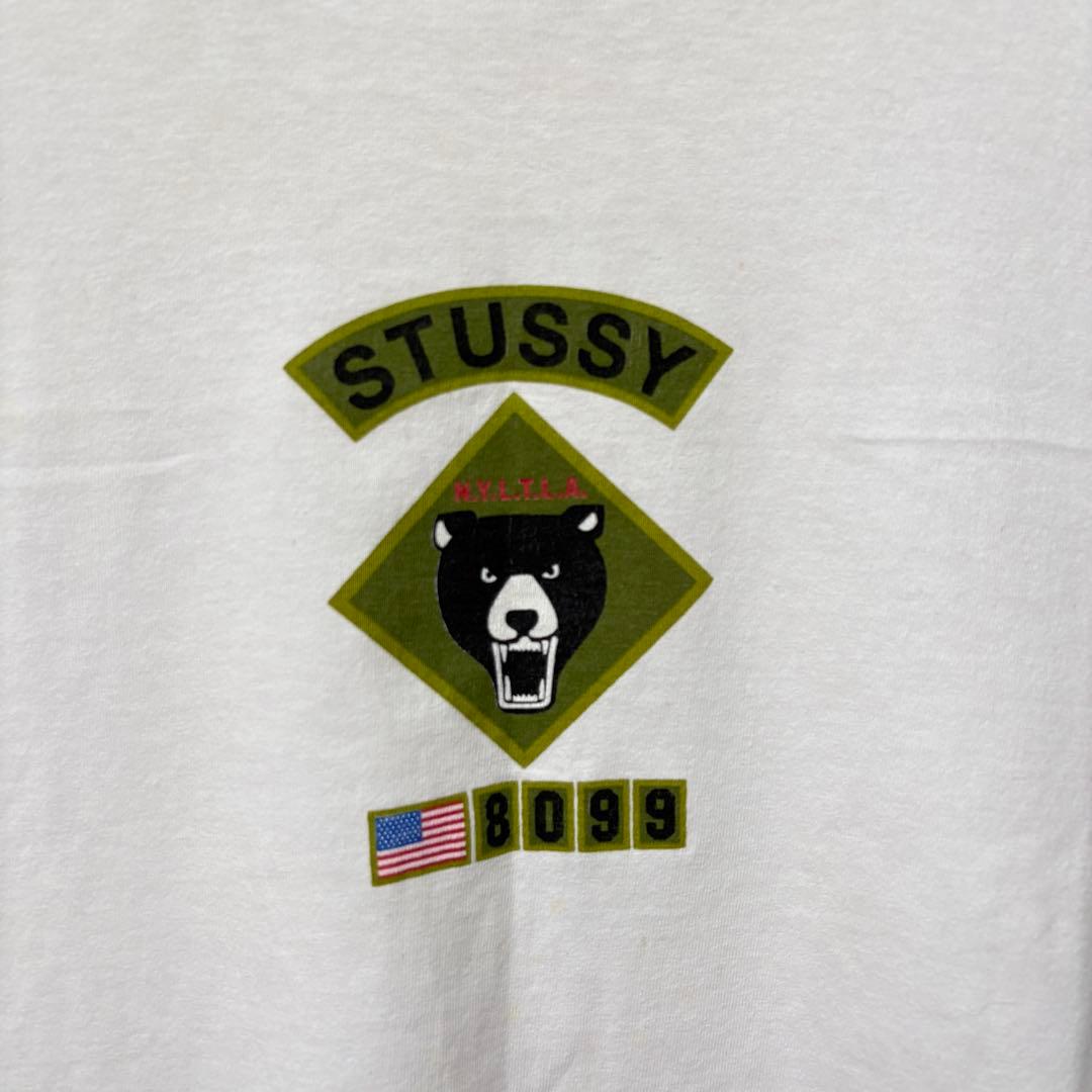 STUSSY ステューシー ホワイト Tシャツ 熊 ベア USA製 L オールド