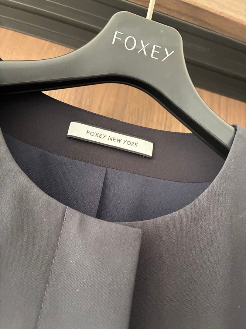 foxey newyork 39362 ノーカラーコート　ネイビー　38