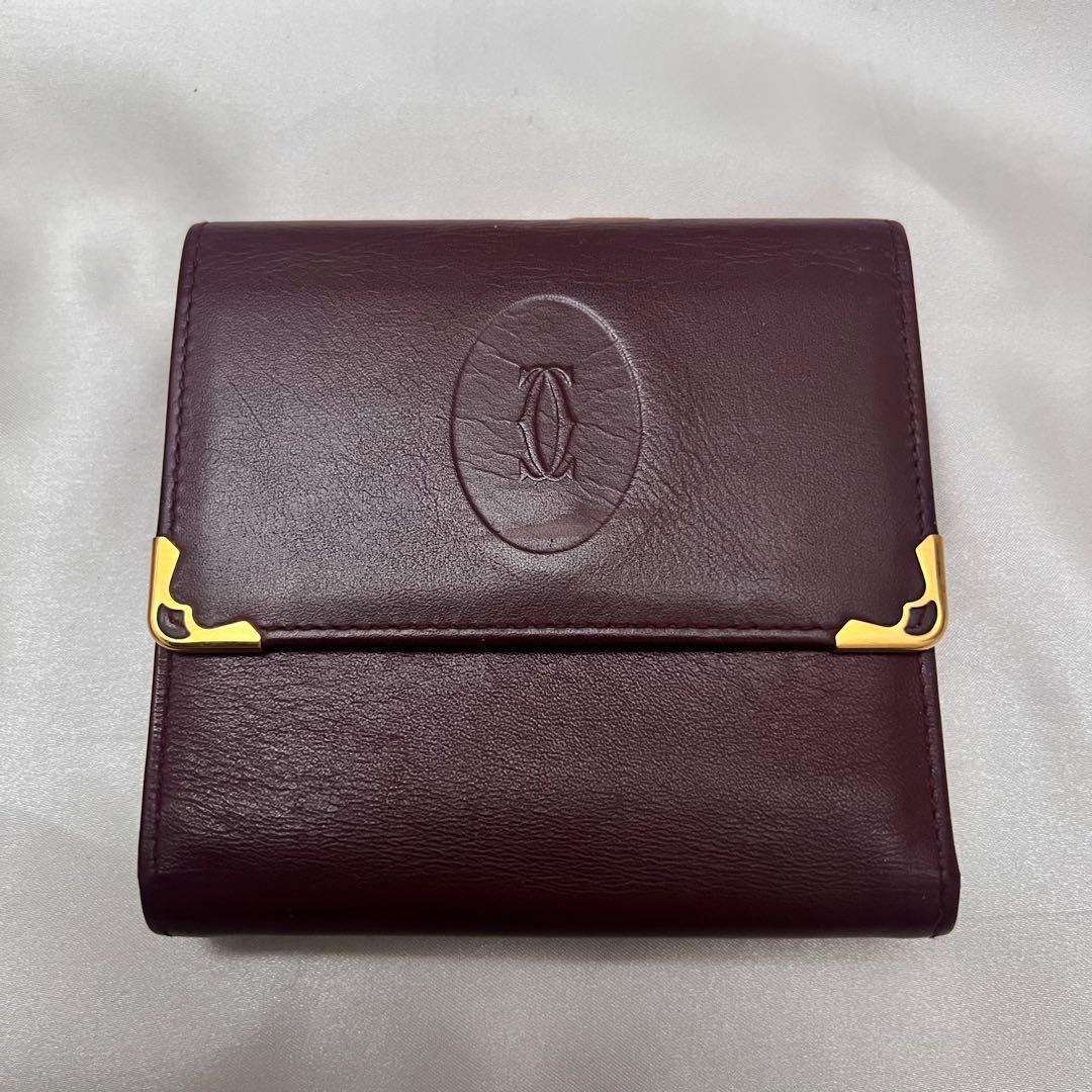 ◇Gカード付き美品◇カルティエ　マストライン　コンパクト折り財布　がま口