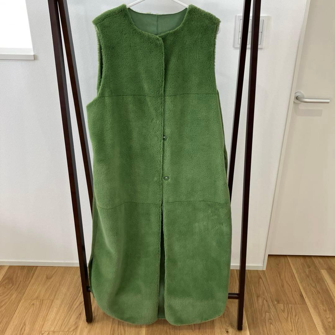 アメリ　ロングボアコート　グリーン　MANY WAYUSEFULBOACOAT