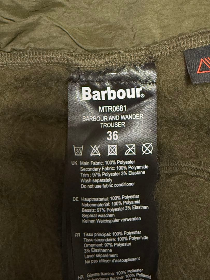 barbour / and wanderのコラボパンツ 36サイズ