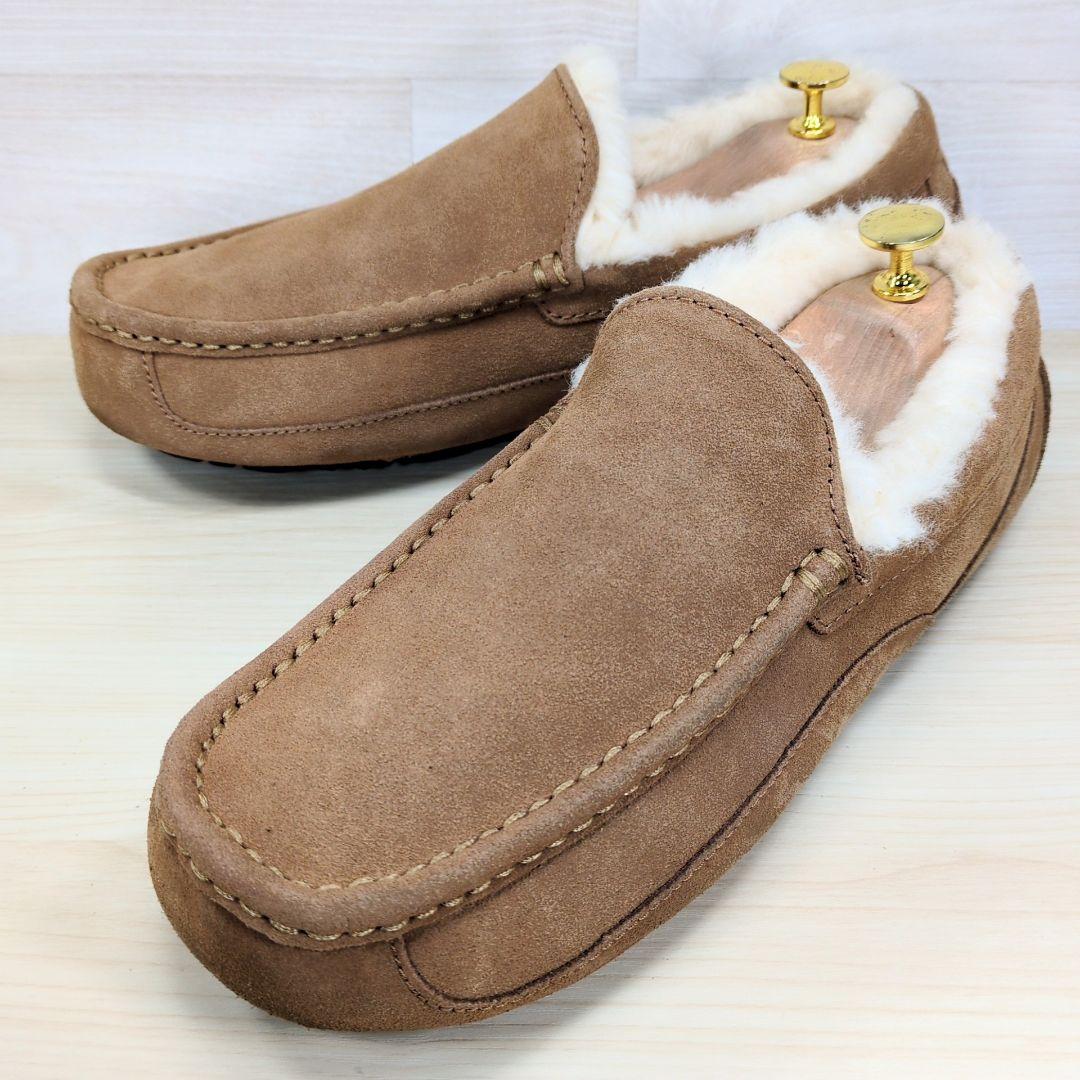 UGG アグ 27.0cm スエード モカシン ブラウン ボア S322