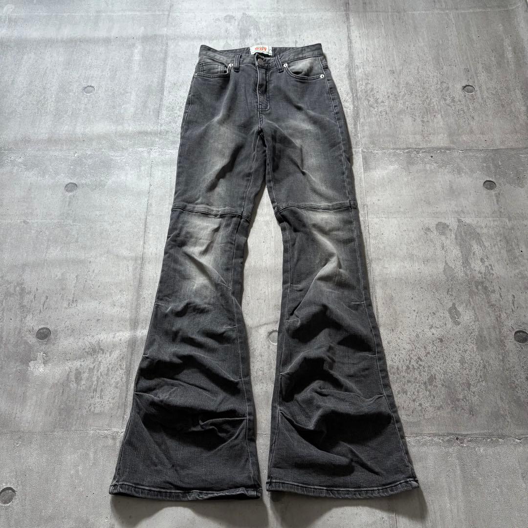 パンツ y2k black denim flare pants boots cut