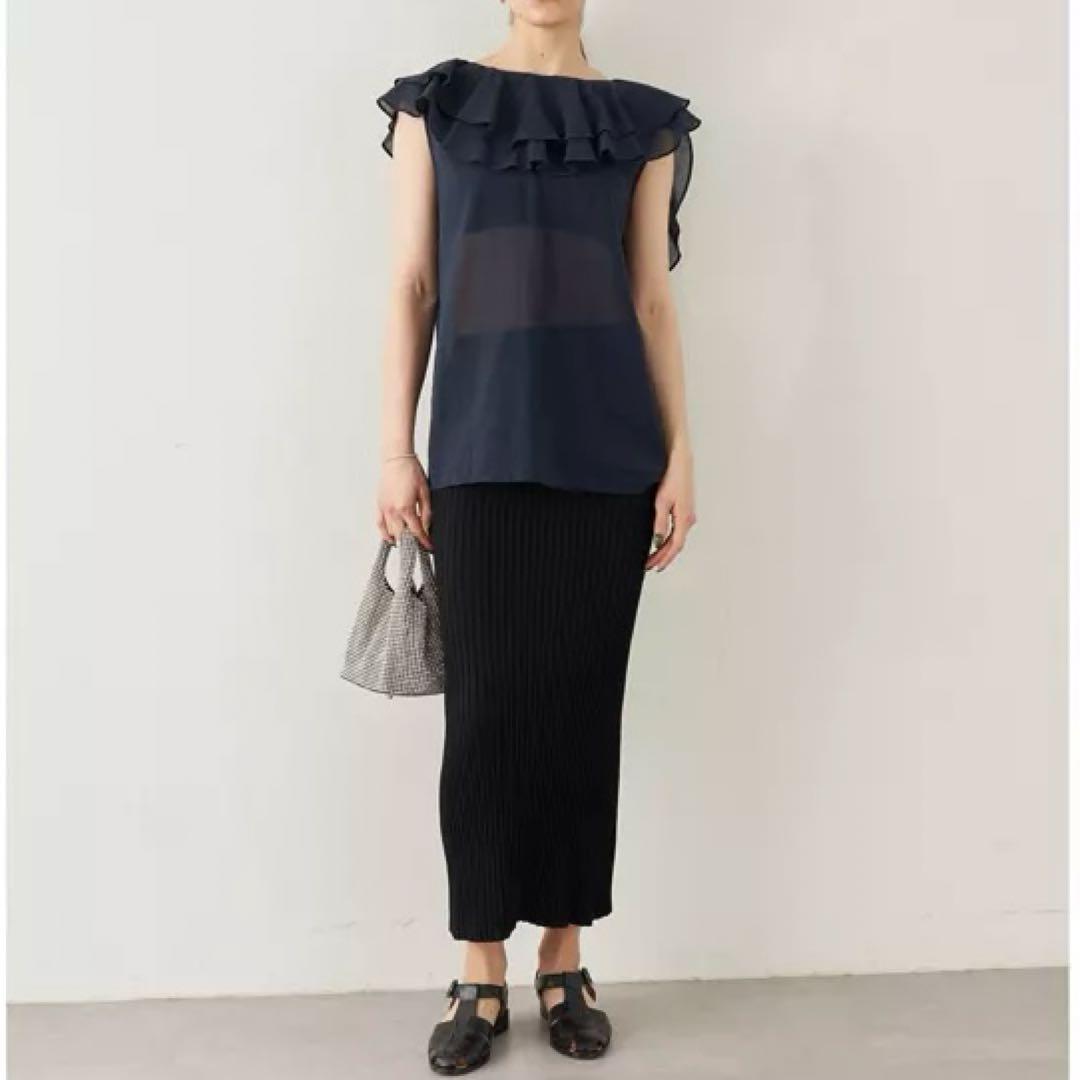 美品★Whim Gazette ウィムガゼット ニットフィットスカート ブラック