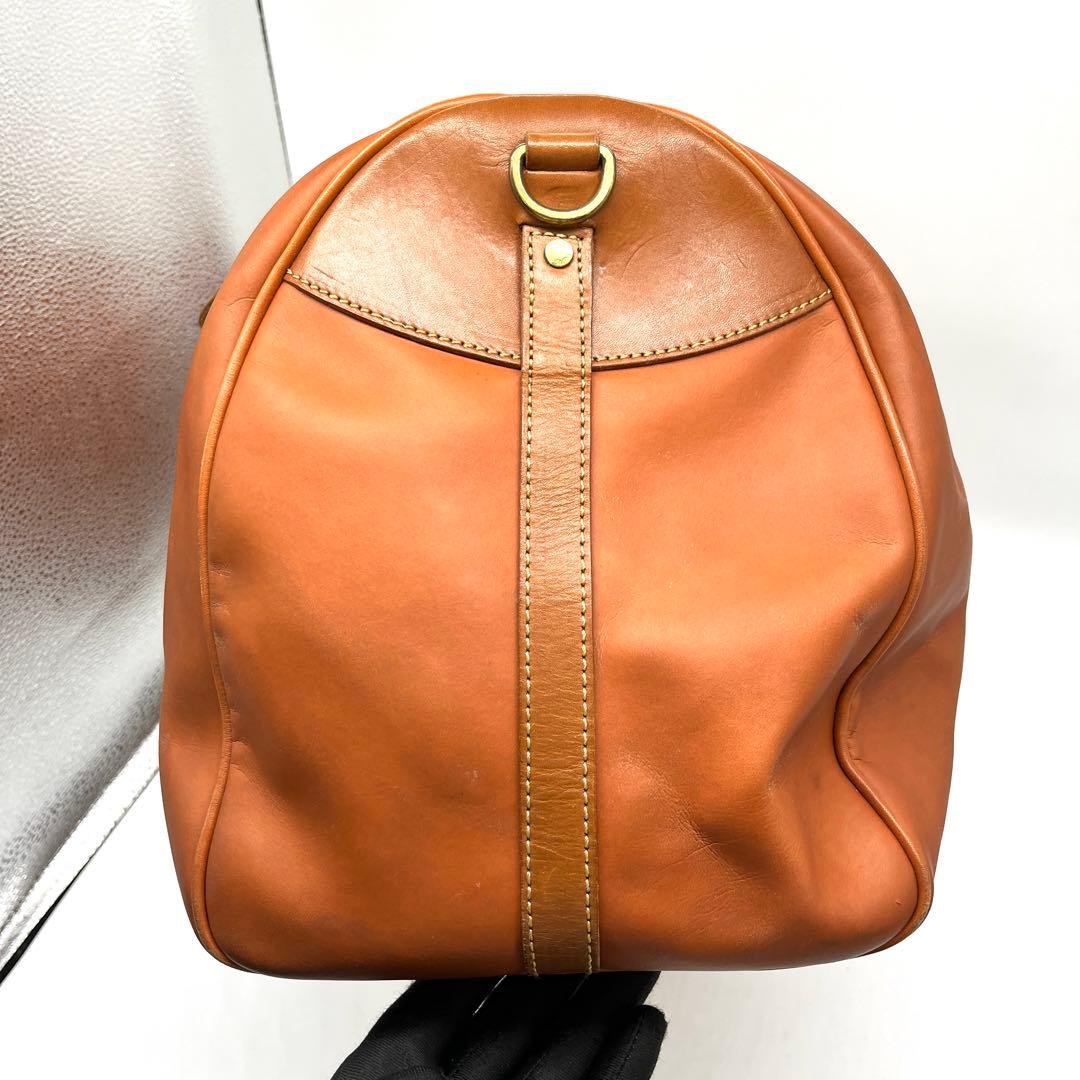 Courreges 本革 ボストンバッグ 2way キャメル 大容量 2433