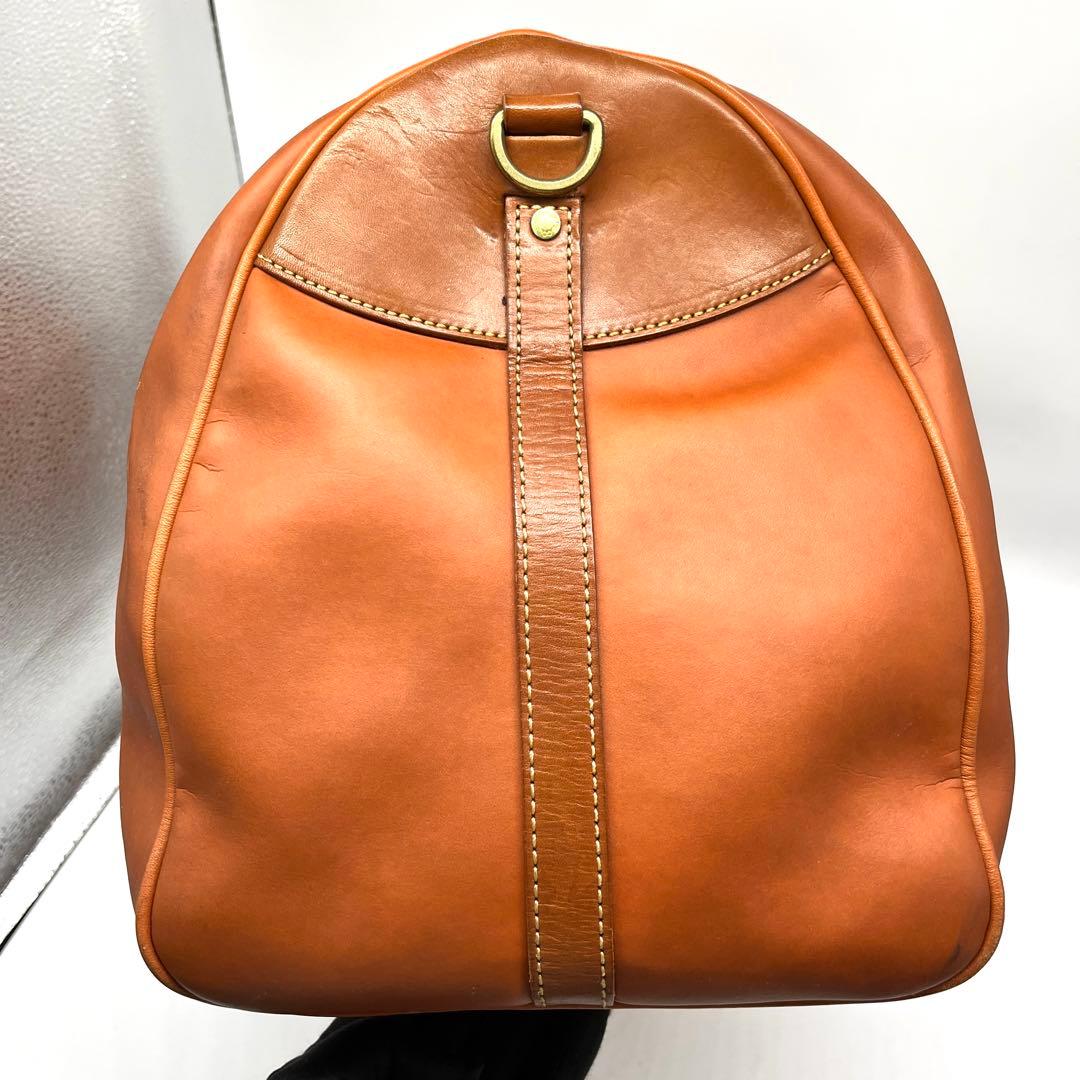 Courreges 本革 ボストンバッグ 2way キャメル 大容量 2433