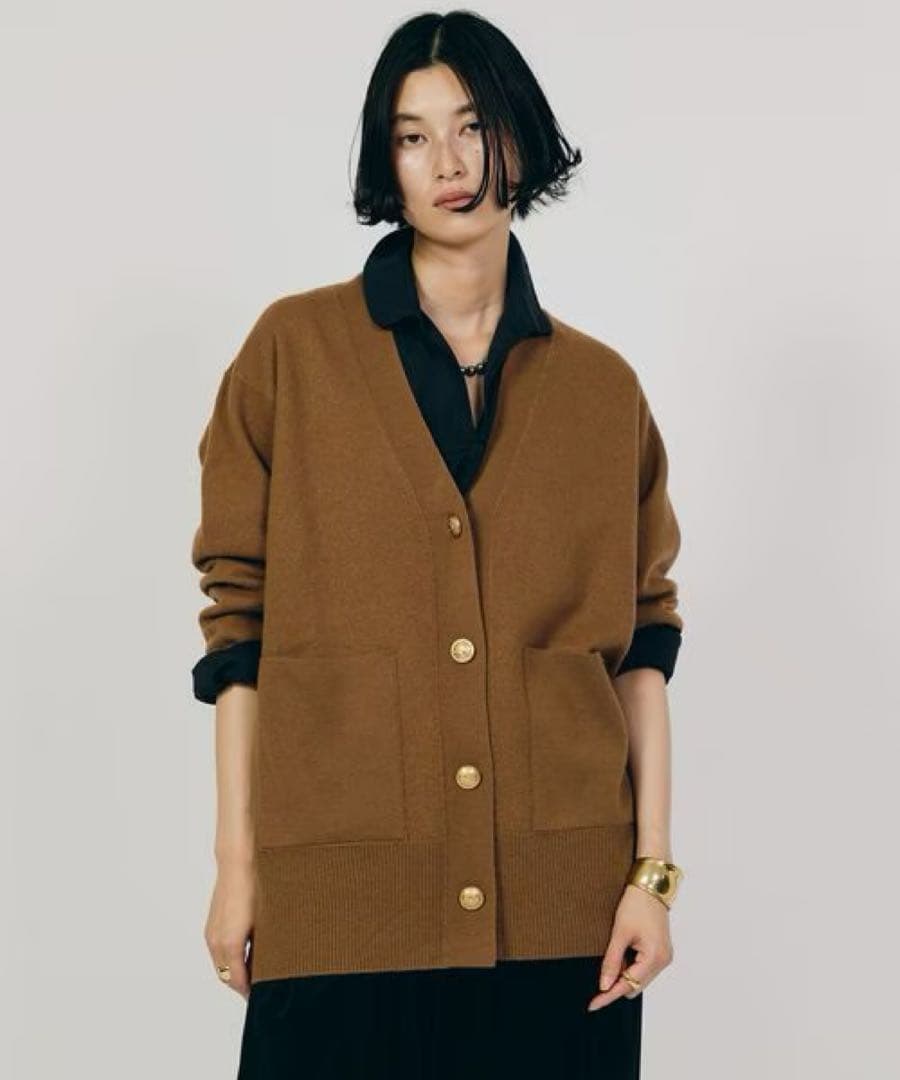 curensology2024FW アッシュクウールカーディガン　キャメル54