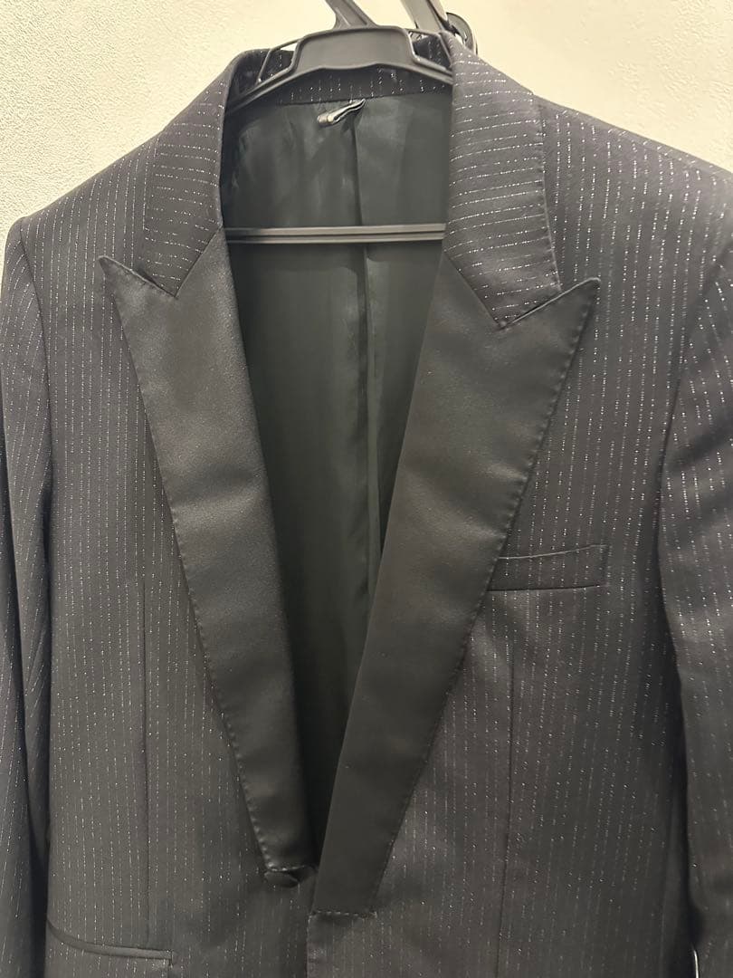 DiorHommeディオールオム　ラメストライプテーラードジャケットサテンラペル