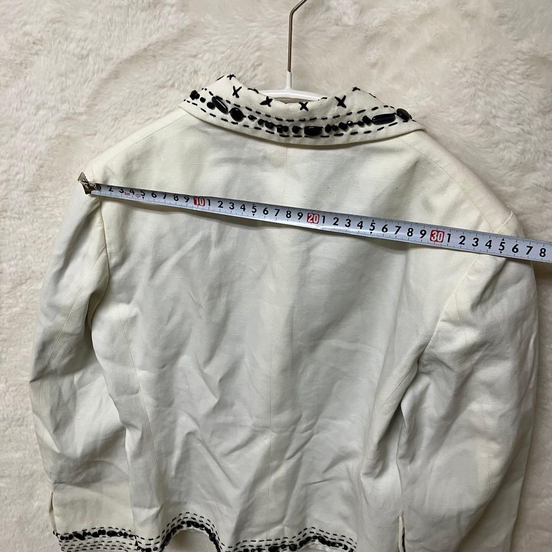 MOSCHINO ビジュー　刺繍テーラードジャケット　白　イタリア製