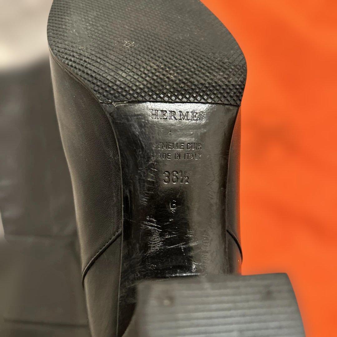 値下げ！！HERMES ブラック ロングブーツ 36.5 23.5センチ　難あり