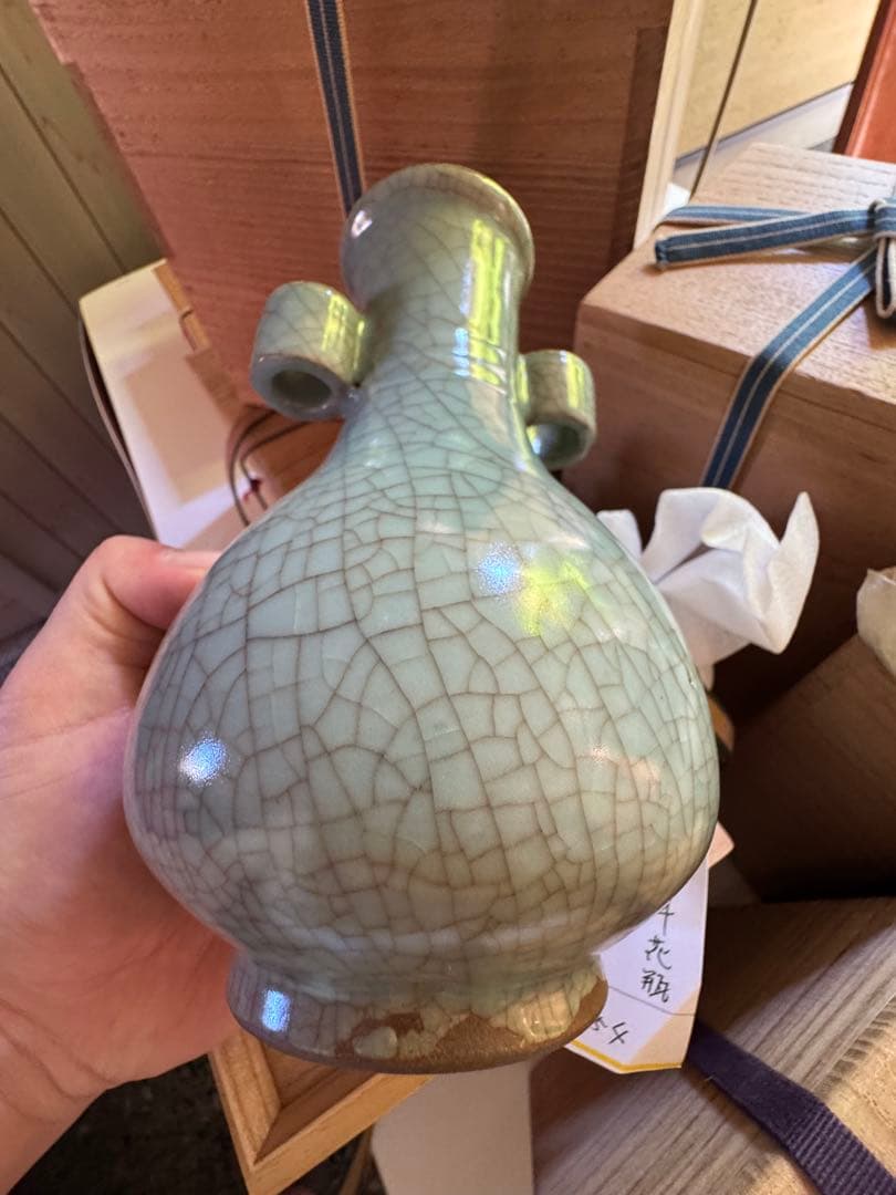‼️keno‼️リサイクルFORT‼️唐物④‼️効壇窯双管耳南宋官窯清代倣花瓶