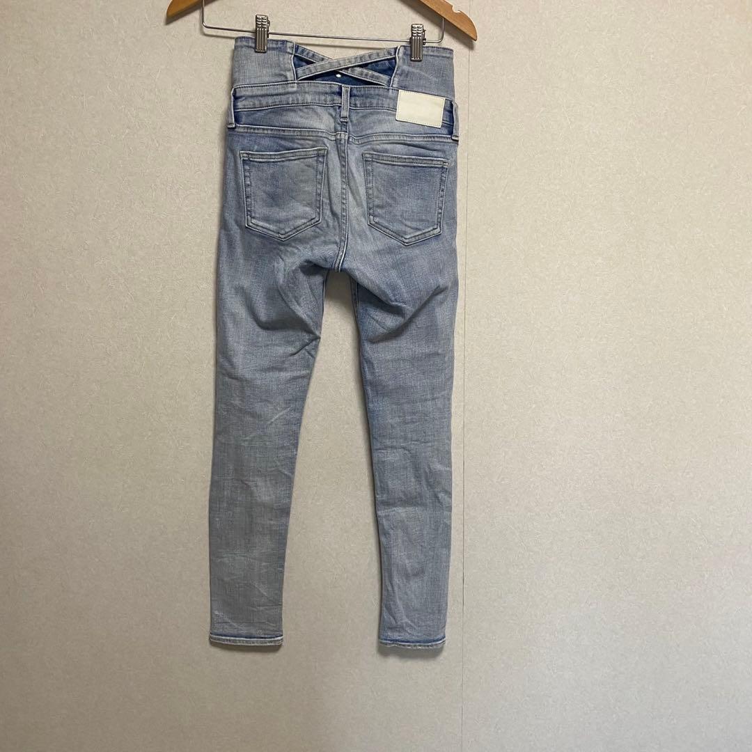 GYDA ハイウエストウエストクロススキニー デニム パンツ ウエストクロス