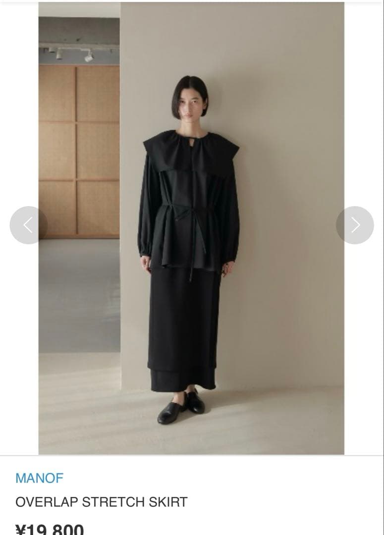 マノフ　MANOF OVERLAP STRETCH SKIRT　ブラック