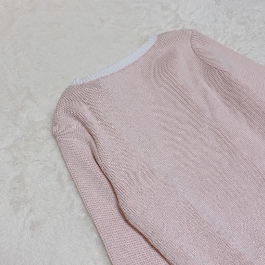 極美品 Rene コサージュ付 リブカーディガン ピンク セレモニー 34