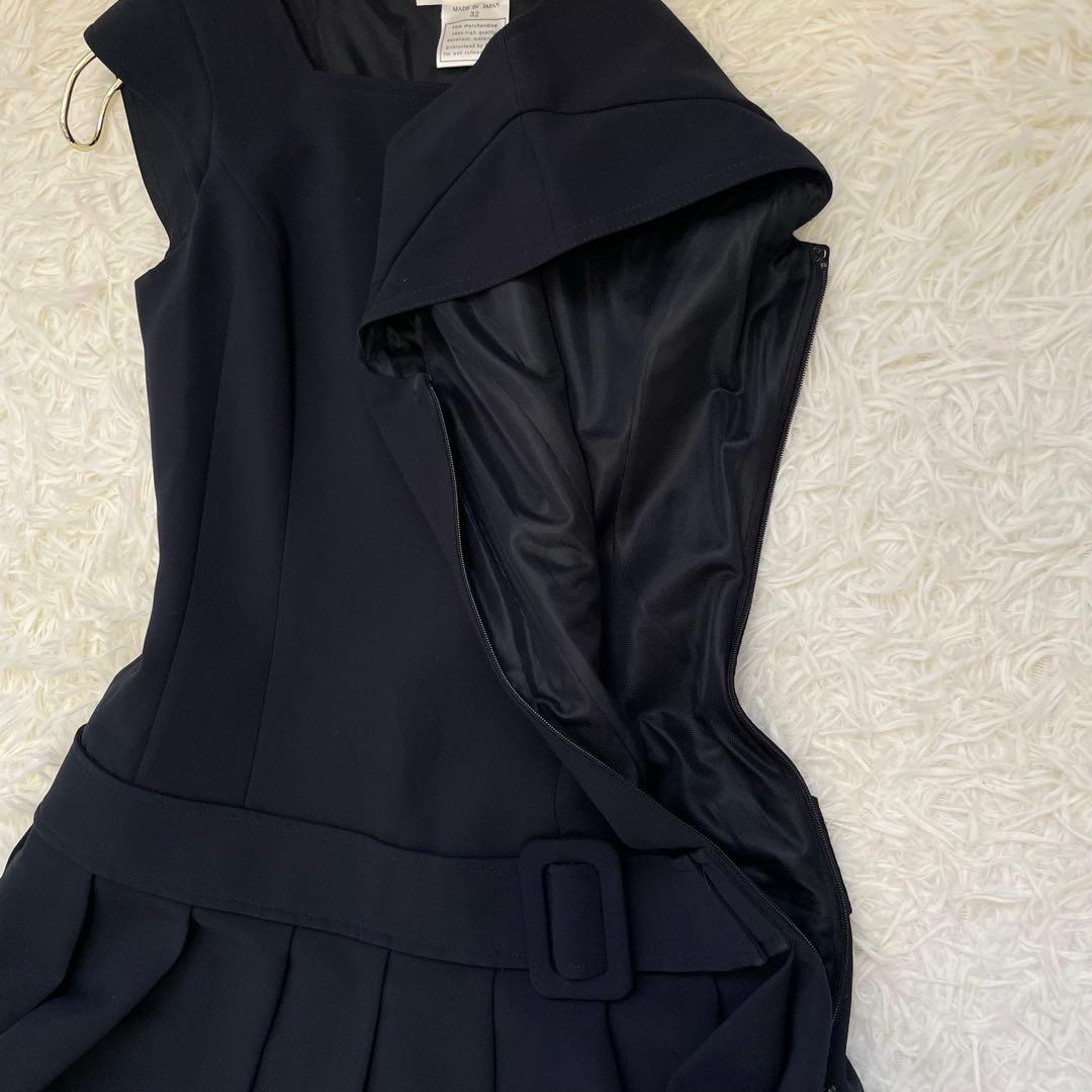 美品✨️ルネ プリーツワンピース ベルト ネイビー 32