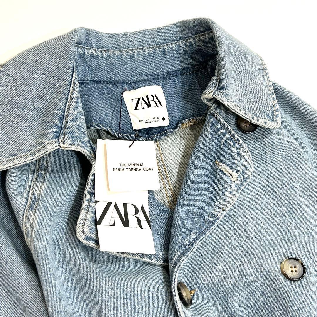 ZARA ザラ デニムトレンチコート ロング ベルト付き サイズL