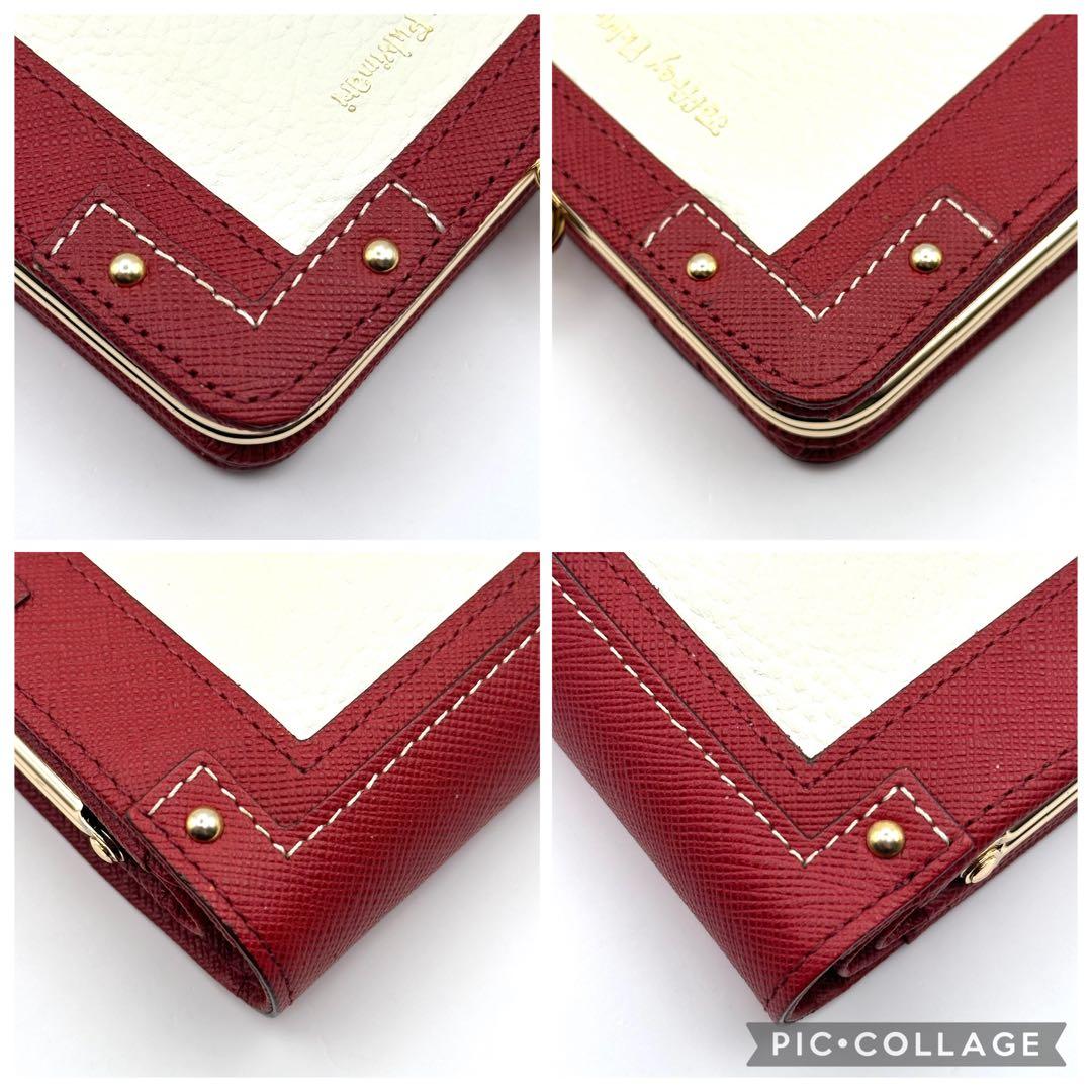 【美品】ジェフリーフルビマーリ 二つ折り財布 がま口 刺繍 レッド系