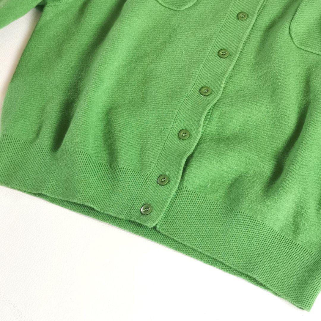 【美品✨】キャバン コットンカシミヤクルーネックカーディガン 緑 XS