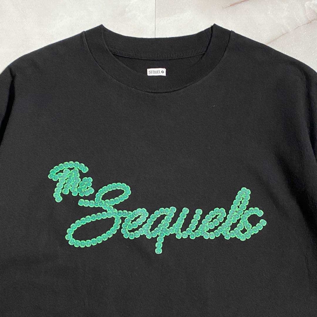 A19071 極美品 シークエル 23AW 花柄筆記体ロゴTシャツ 黒L