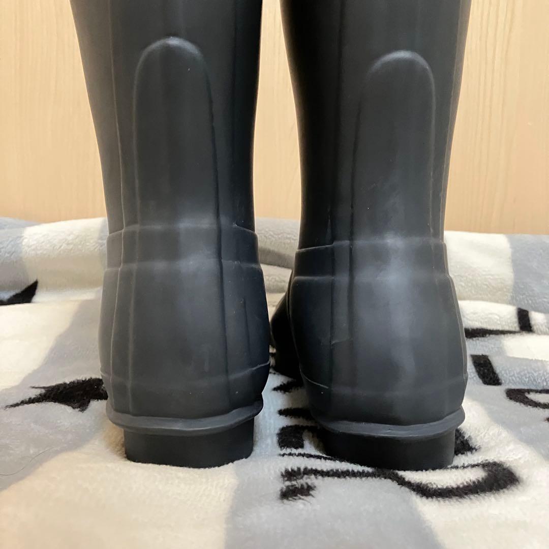 【極美品】HUNTER レインブーツ 24.5㎝ ネイビー バックル付き