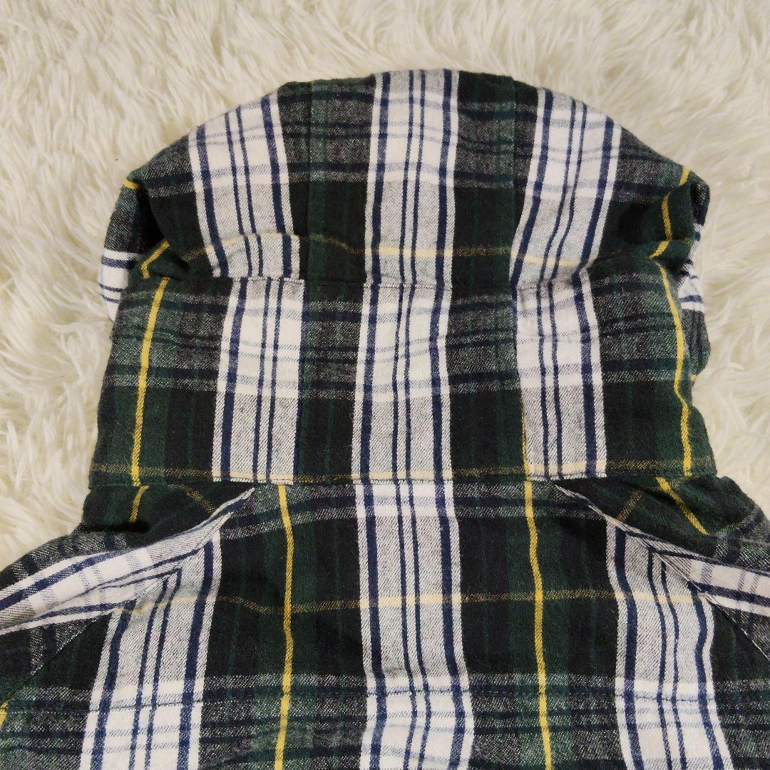 STUSSY　00s　ジップアップ　ジャケット　フード　チェック　緑　単丈　М