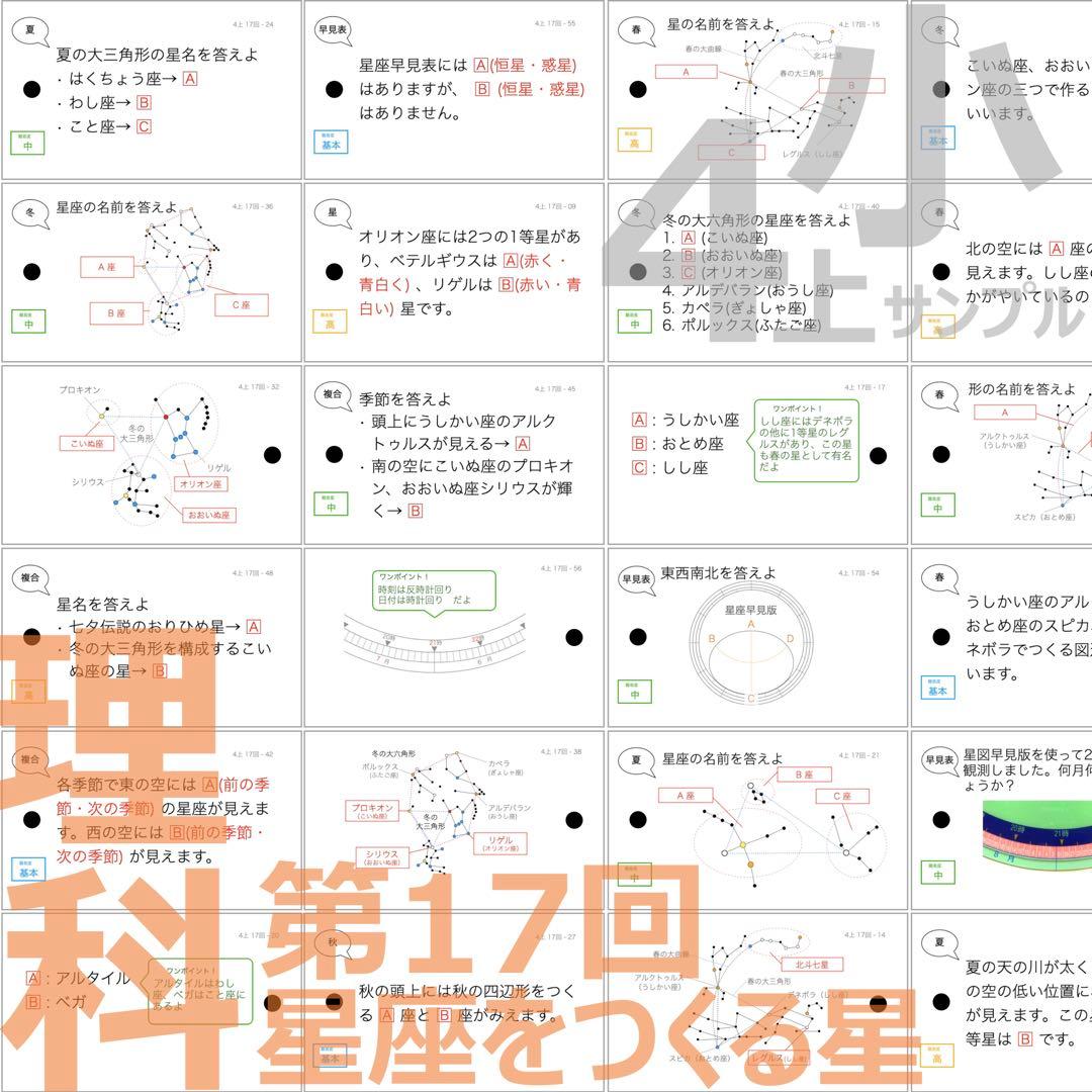 中学受験 暗記カード【4年上ハーフセット 理科11-19回】組分け対策 予シリ