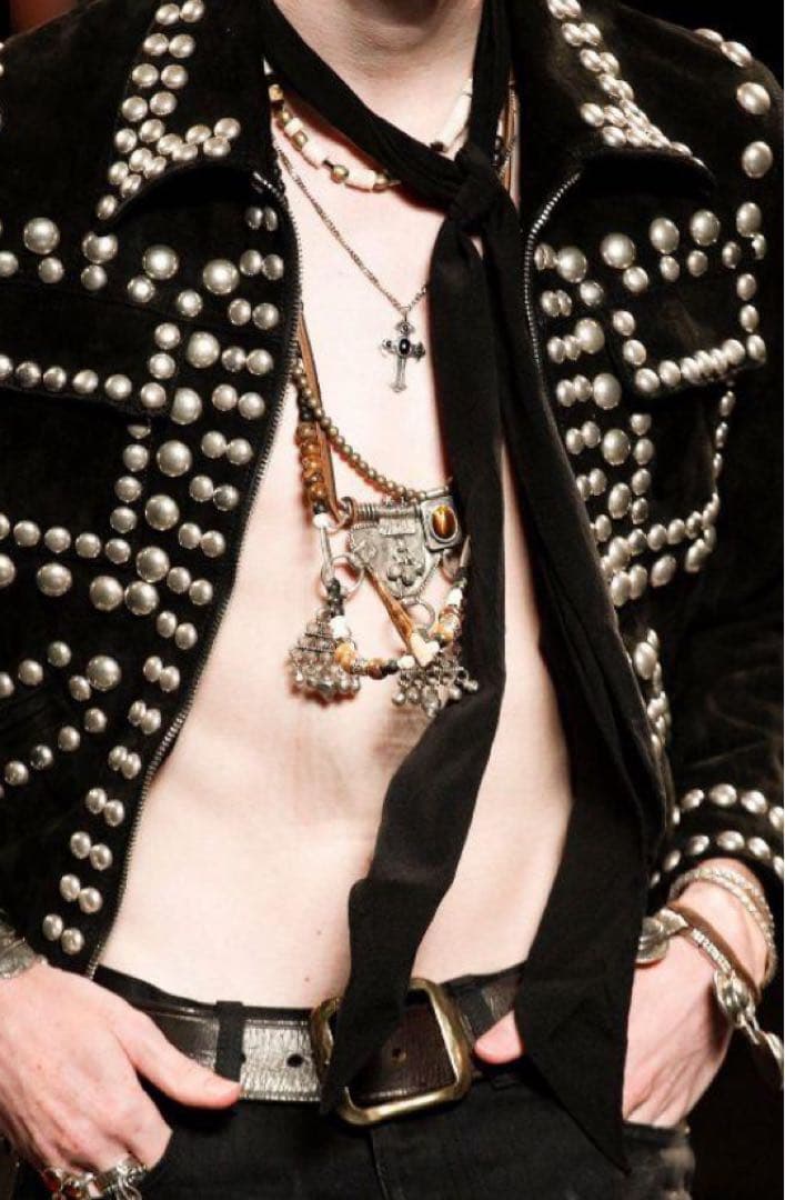saint laulent 2015s/s クラヴァット　黒＋赤