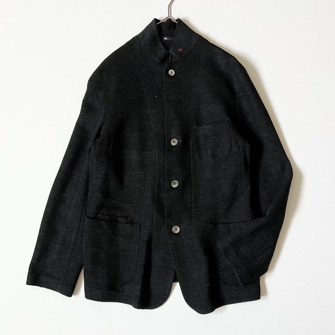3321【美品】45R テーラードジャケット ジャージカルゼジャケット　黒　L