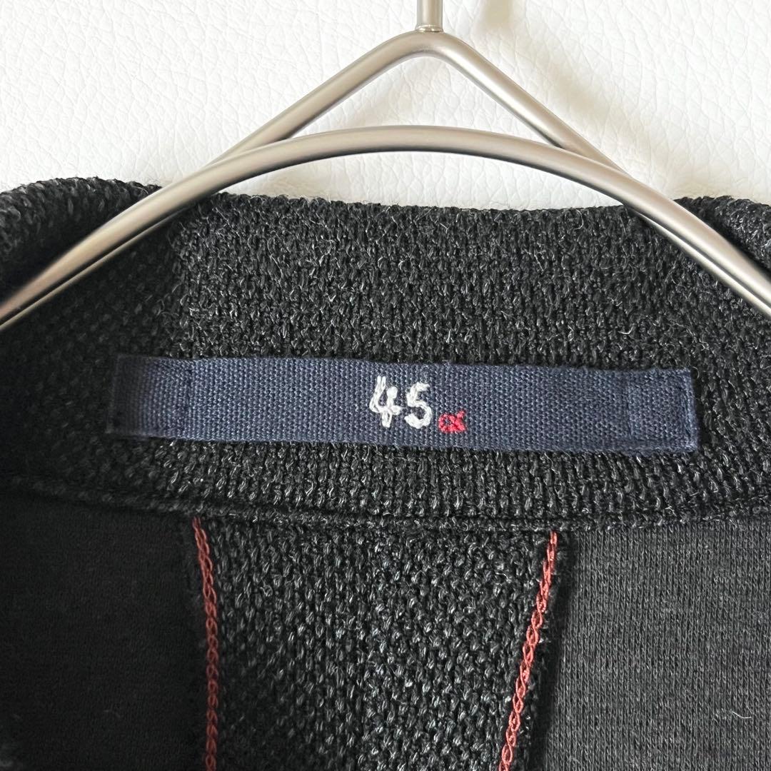 3321【美品】45R テーラードジャケット ジャージカルゼジャケット　黒　L