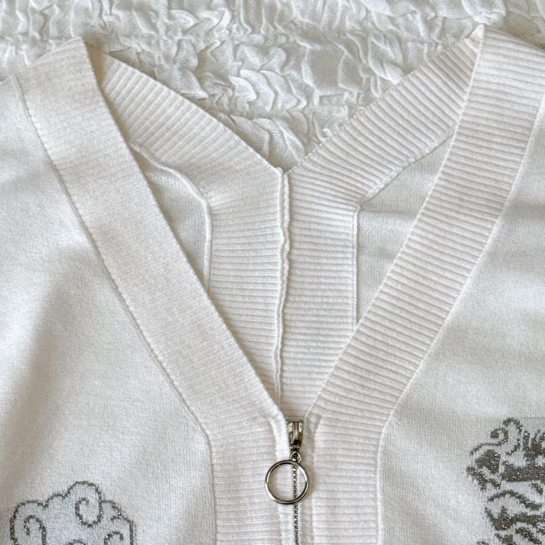 VIVIENNE TAM ヴィヴィアンタム ラメ 刺繍ジップカーディガン