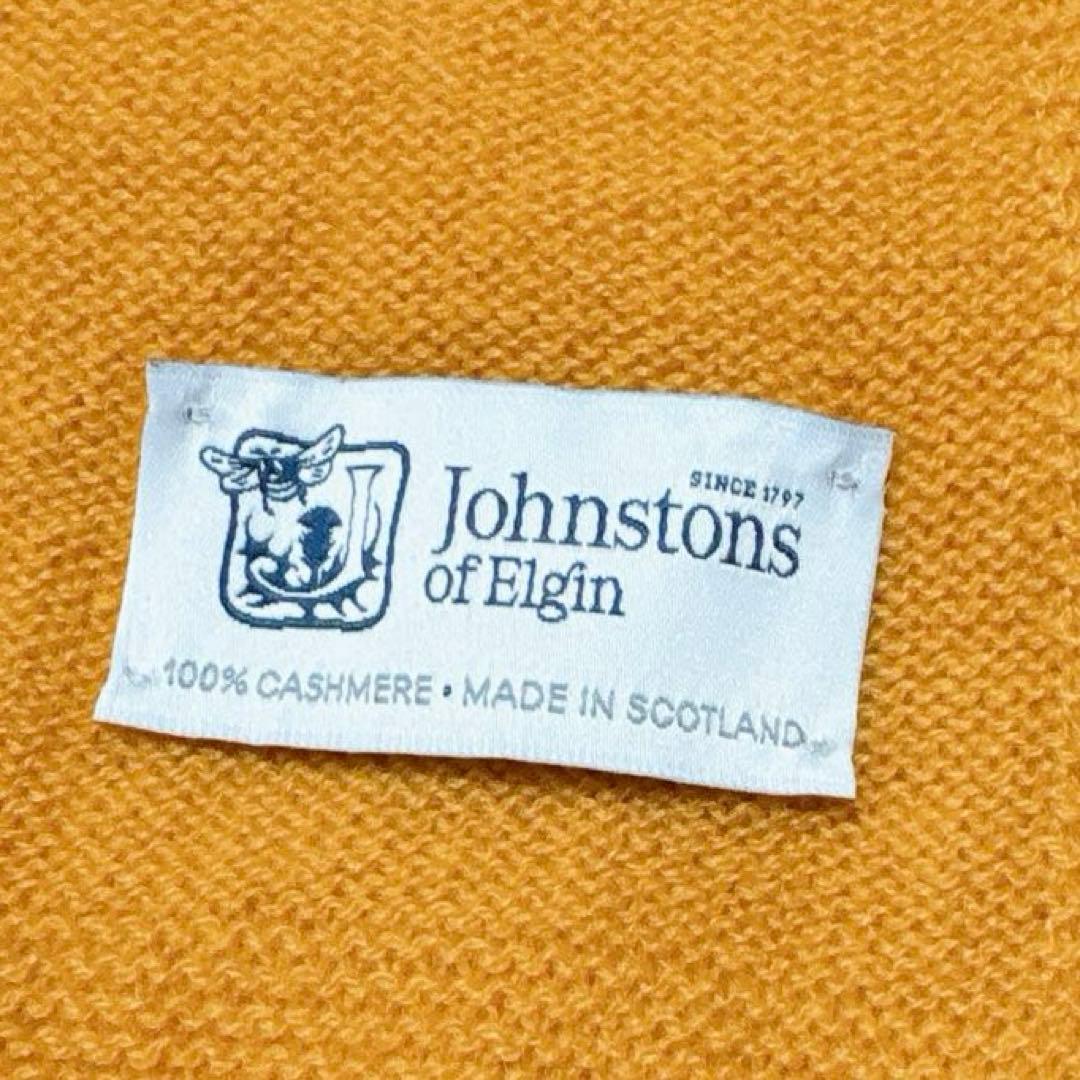 ジョンストンズ オブ エルガン カシミヤ100% 大判ストール マスタード 英国