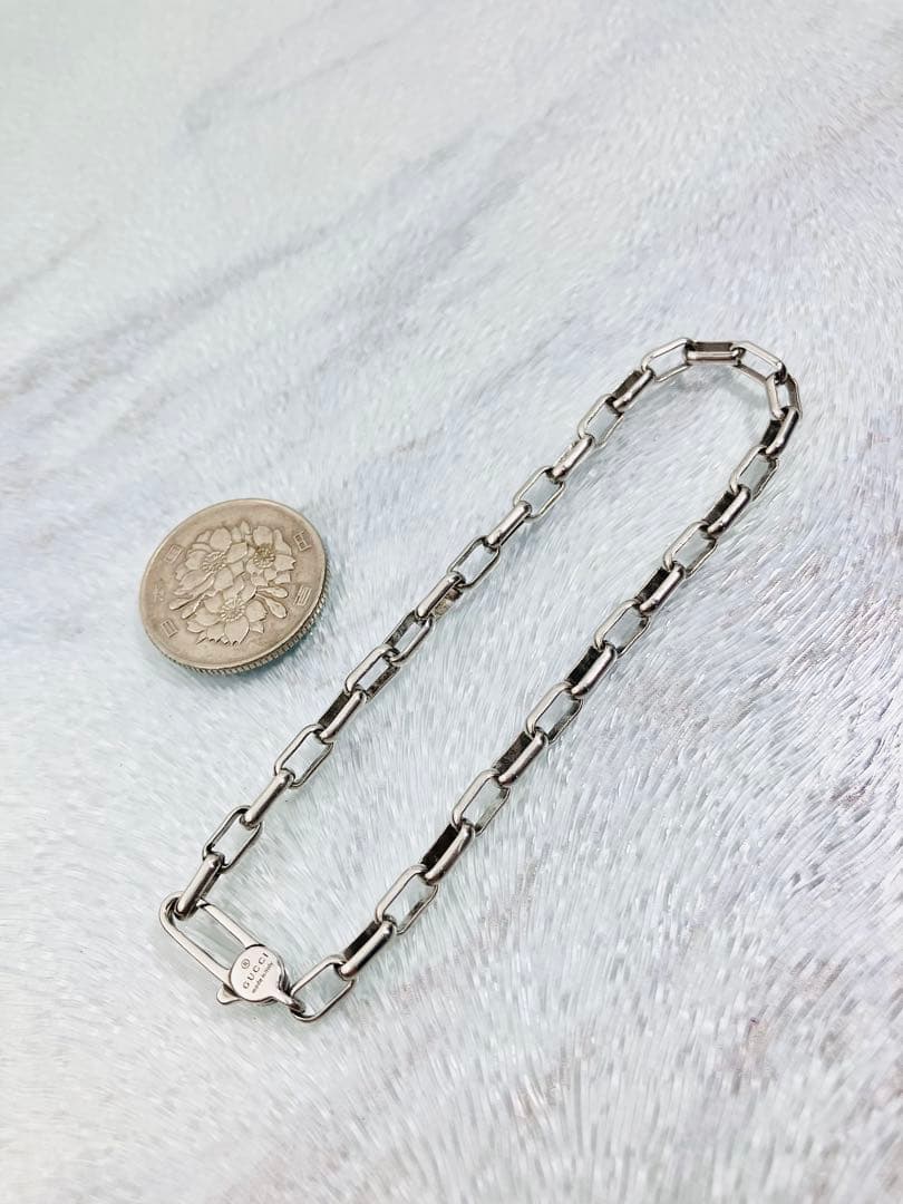 【超美品】GUCCI レクタングル チェーン ブレスレット 男女兼用　SV925
