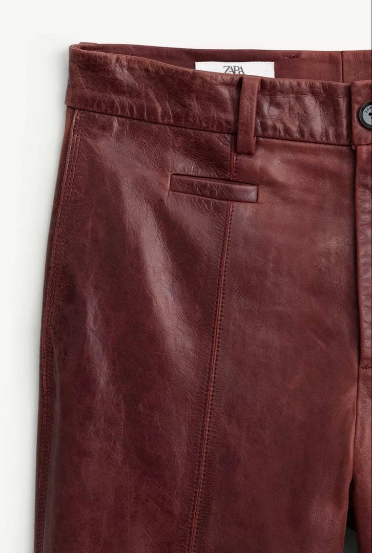 ZARA LIMITED EDITION レザースーツトラウザーズ ブラウン
