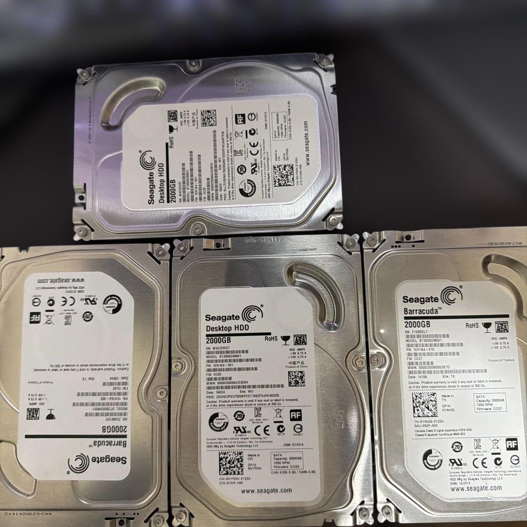 Seagate Barracuda 2000GB HDD 2TB 4本セット