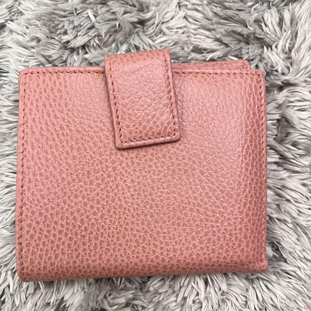 極美品✨GUCCI 折り財布　スウィング　シボレザー　ピンクベージュ　レディース