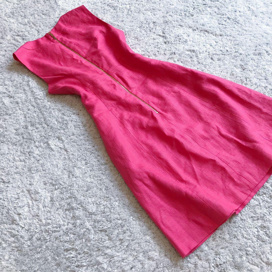 ケイトスペード：美品【中村アンさん着】リネン混ツイード×ビジュー•ワンピース
