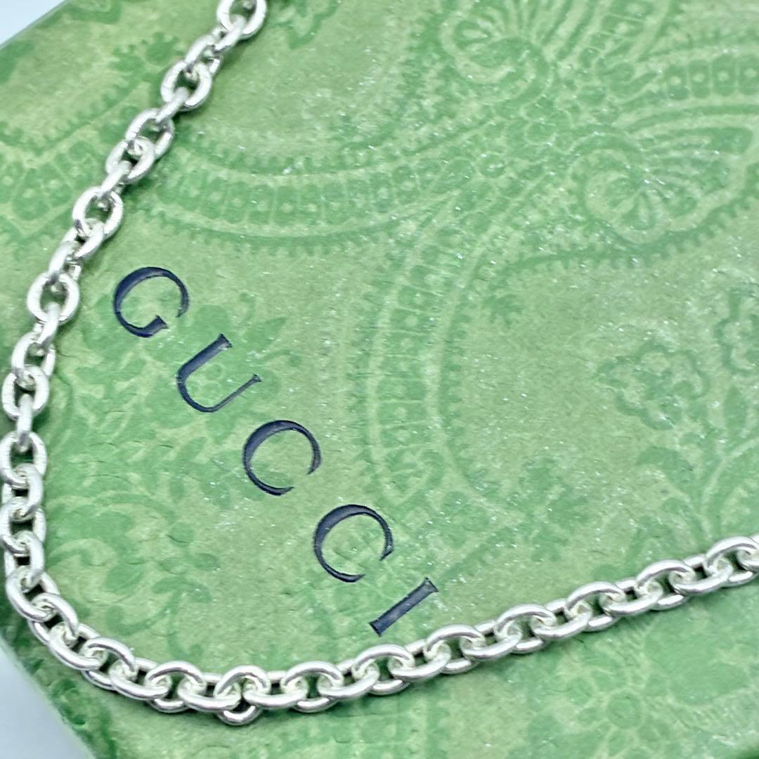 【50cm】グッチ　あずきチェーンのみ　ネックレス　シルバー　幅3.6mm