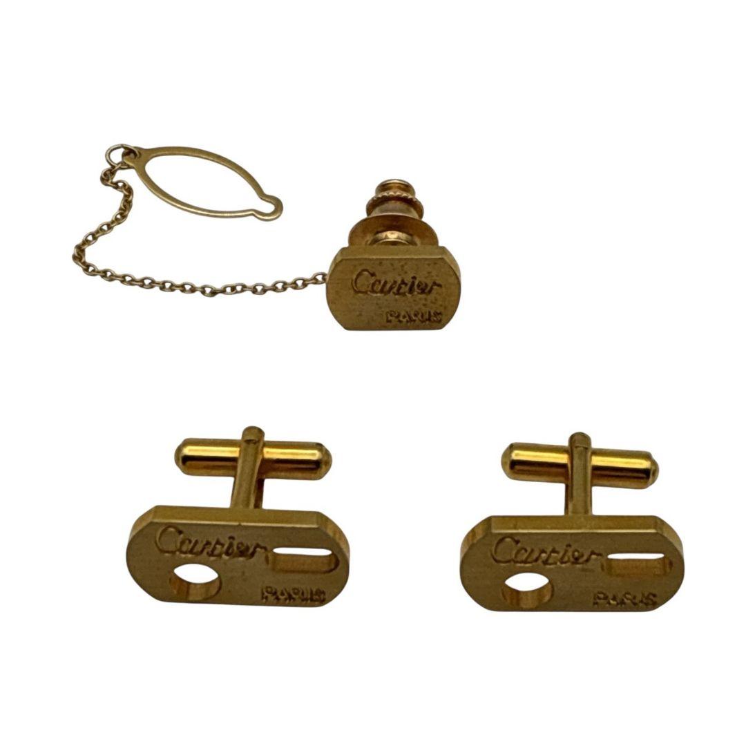 美品✨Cartier カルティエ カフス ネクタイピン セット ロゴ ゴールド