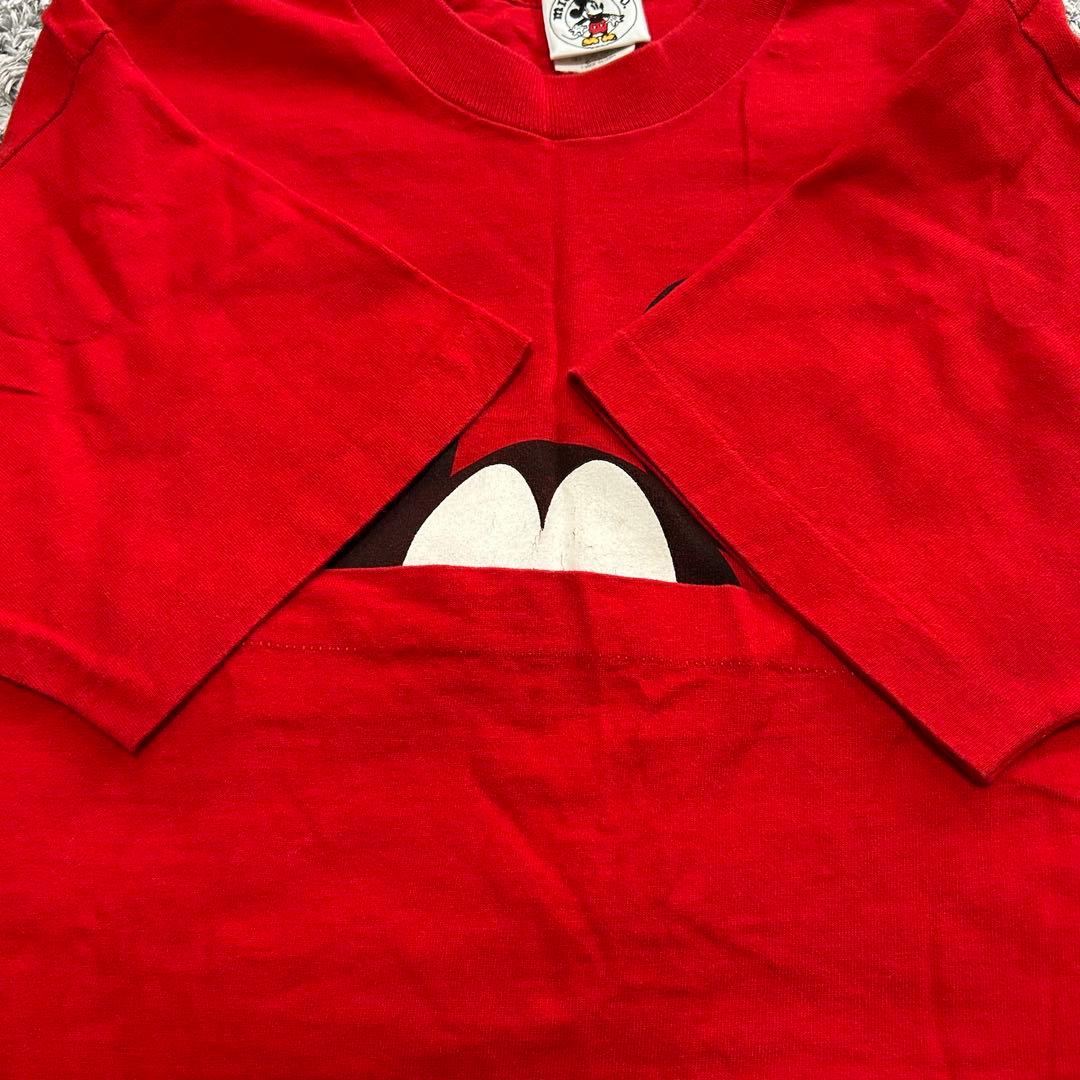 レア 90s USA製 お座りミッキー 青パン Mickey シングルステッチ