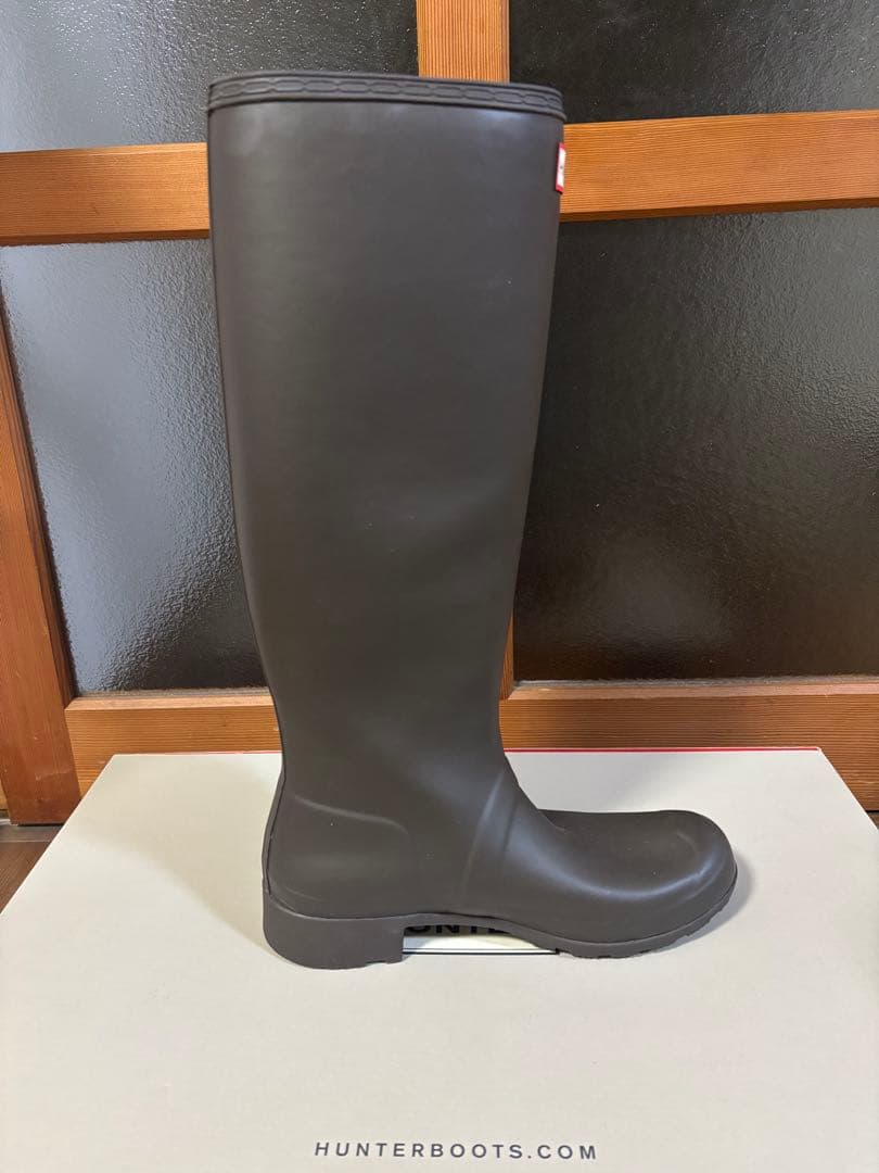 【袋付き】HUNTER ブラウン　25cm トールレインブーツ