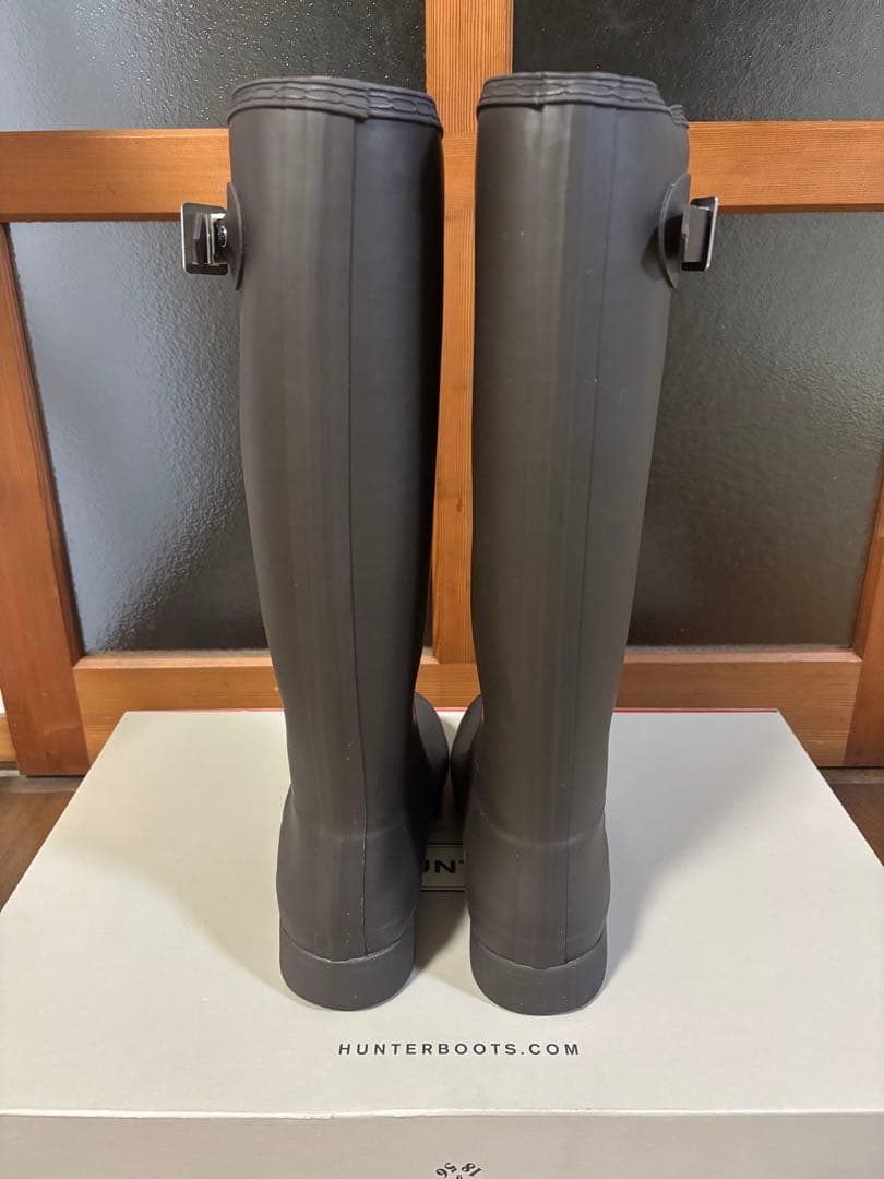 【袋付き】HUNTER ブラウン　25cm トールレインブーツ