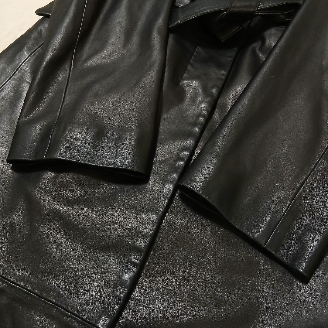 【極美品】COMME CA フォックスファー ベルト付ラムレザーロングコート