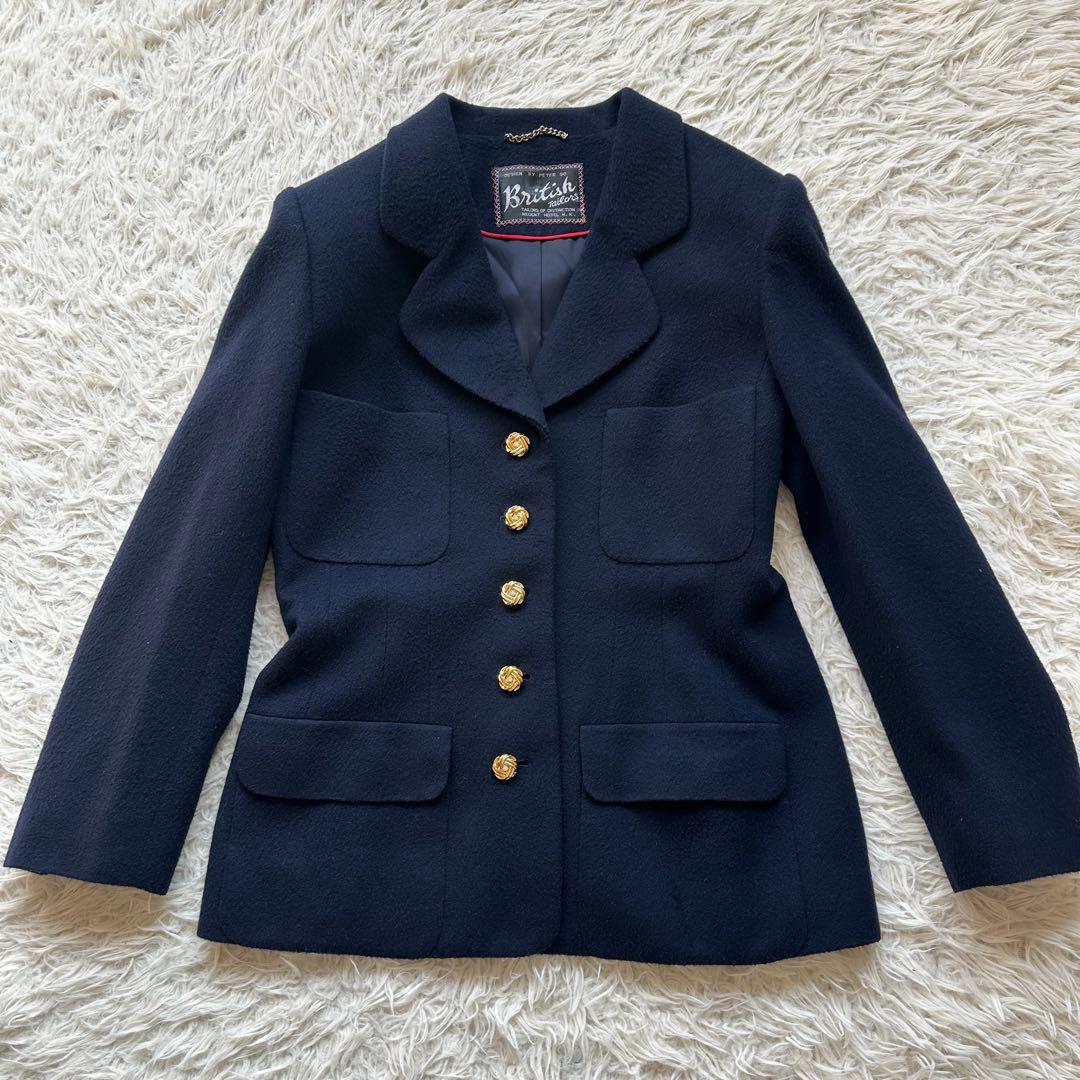 美品✨カシミヤ100%ジャケット　金ボタン　紺ブレ　ネイビー　シングルボタン