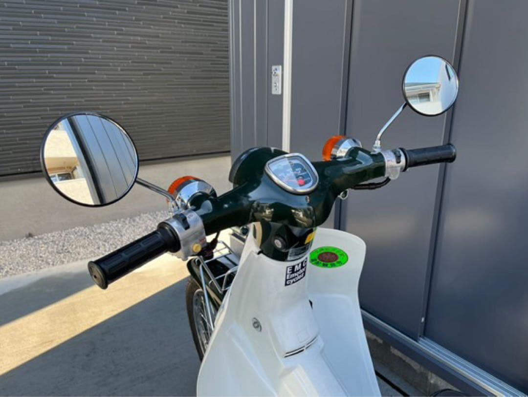 カブ用　丸型ショートステムミラー　左右セット　EMC