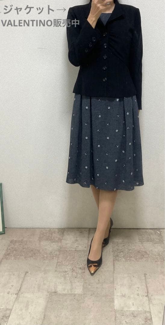 エムズグレイシー　M's GRACY 花刺繍ワンピース 40 グレー　謝恩会