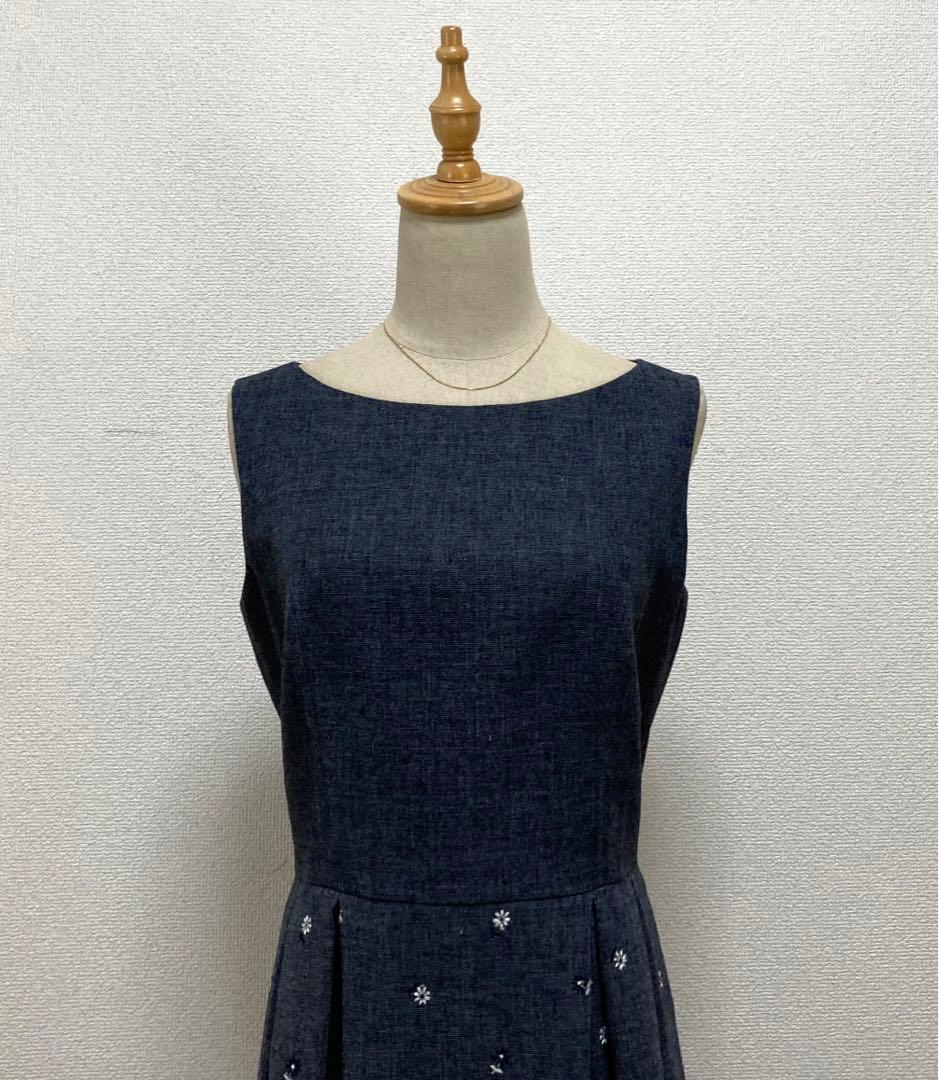 エムズグレイシー　M's GRACY 花刺繍ワンピース 40 グレー　謝恩会