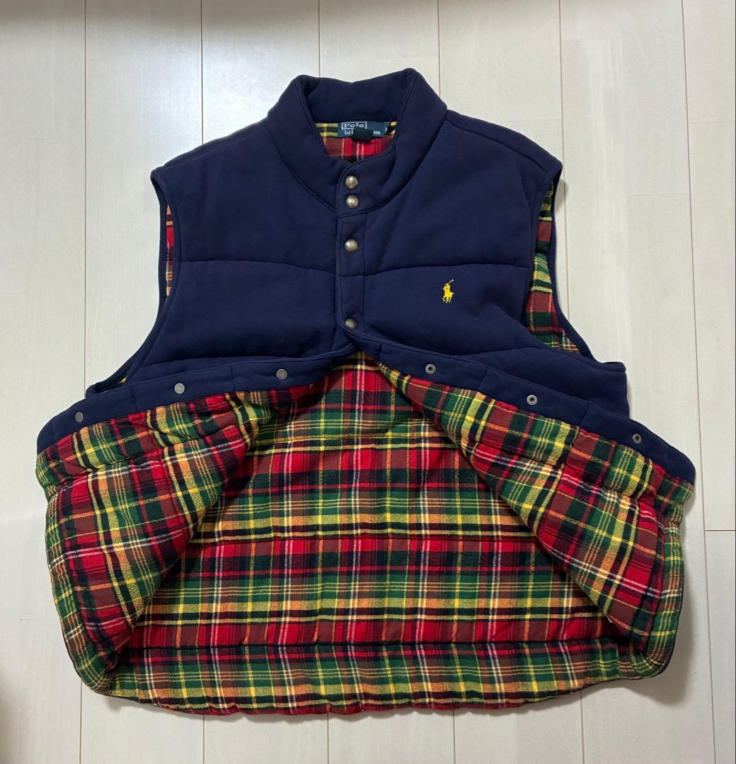 希少 Polo by Ralph Lauren ネイビー ダウンベスト チェック